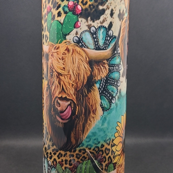 Highland Cow & Sunflower 30oz Tumbler | Insulated Stainless Steel | Western Boho - Picture 3 of 8
